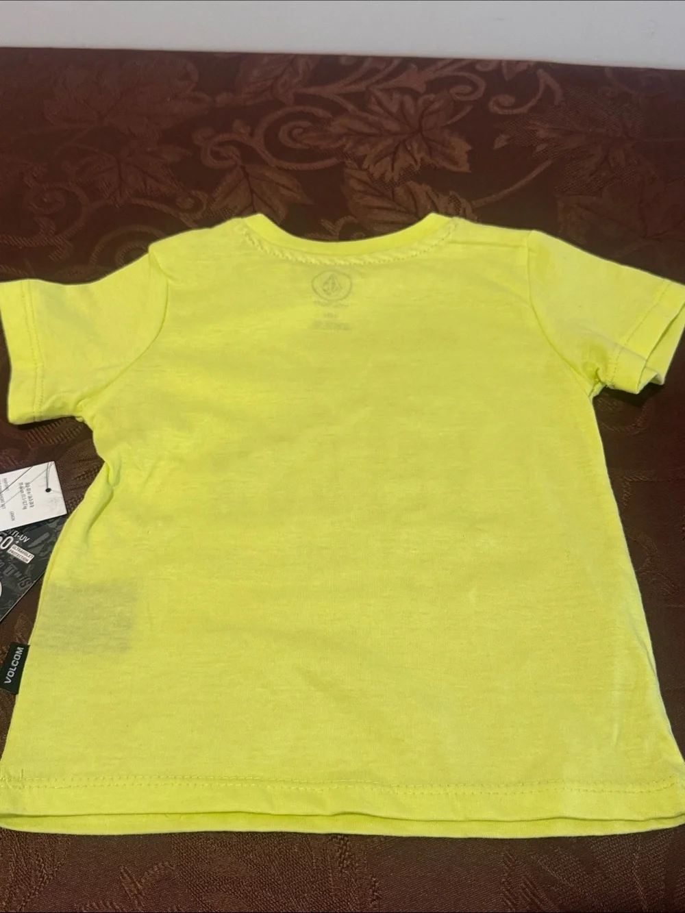 Volcom Boys Neon Lime Tee with Blue Leaf Swim Shorts